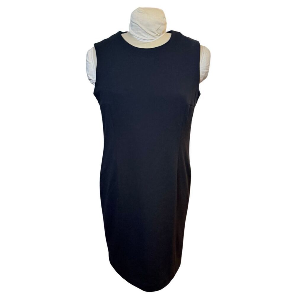 Chaus Sleeveless Sheath Dress Sz. 8 Black Classic Minimalist Quality